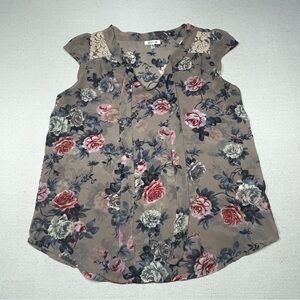Marisol - Floral Lace Trim Women's Top - Size Small